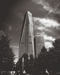 Low angle view of modern buildings against sky