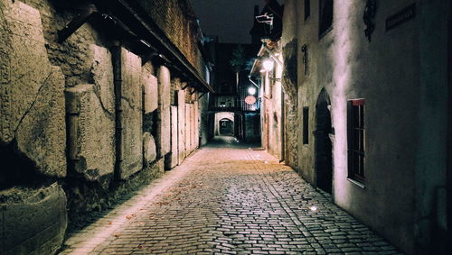 Narrow alley along buildings