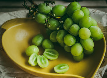 Close-up of grapes in bowl