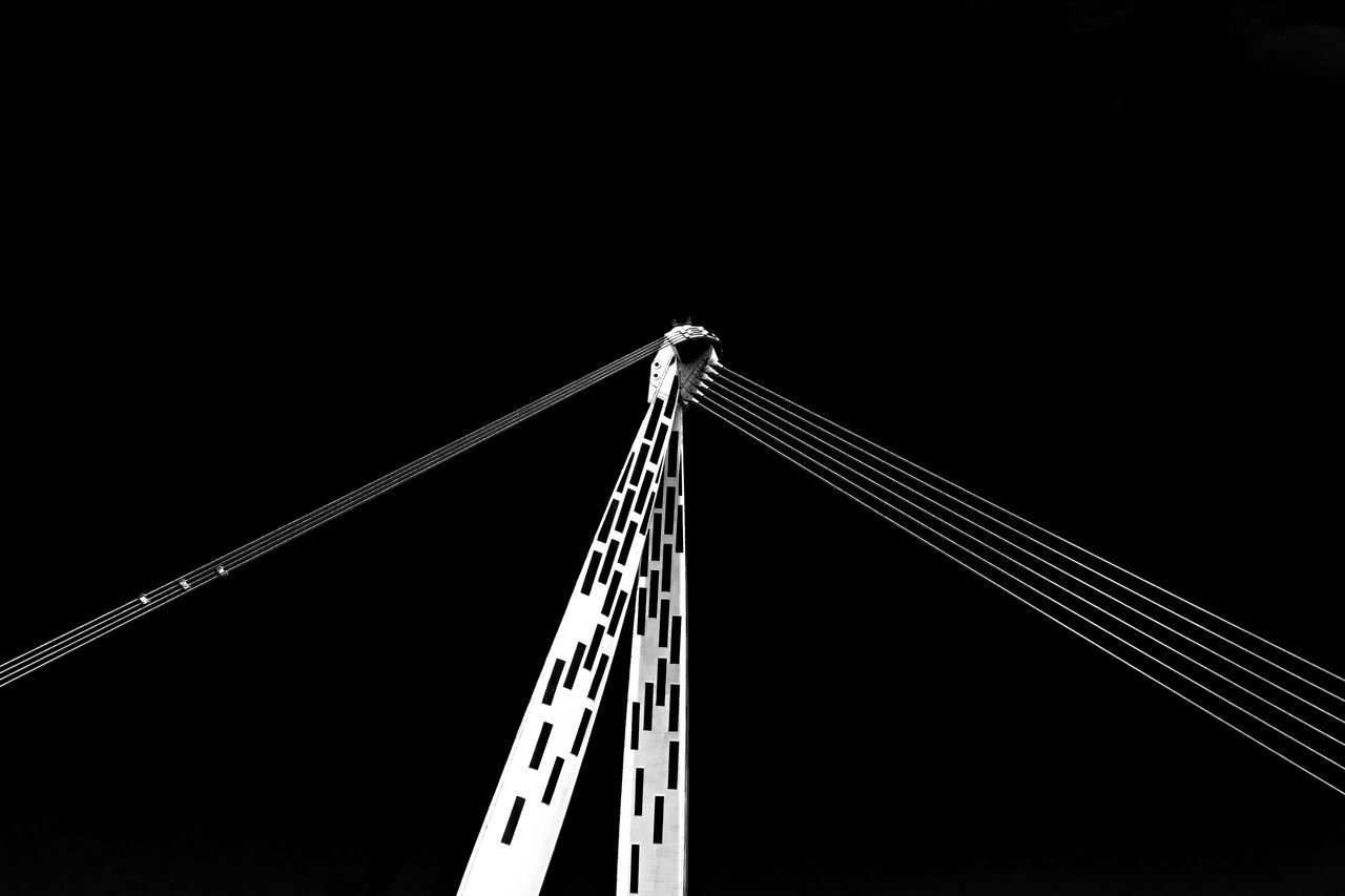 LOW ANGLE VIEW OF BRIDGE AGAINST CLEAR SKY