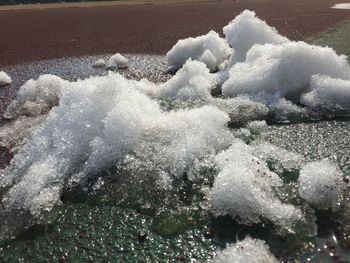 Close-up of frozen water