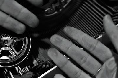 Close-up of dirty hands of manual worker