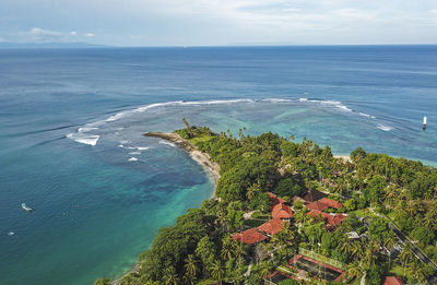 Aerial photo of the senggigi beach tourism area, senggigi, west lombok, west nusa tenggara