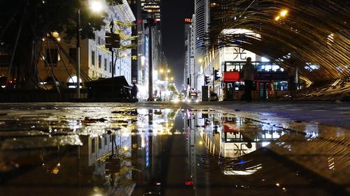 Illuminated city at night