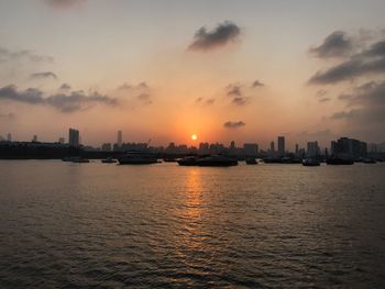 Scenic view of sea against sky during sunset