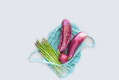 High angle view of ice cream against white background