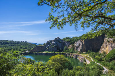 Quarry area with opal lake and hammer lake, bornholm, denmark