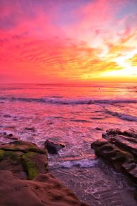 Scenic view of sea during sunset