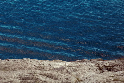 High angle view of rocky beach