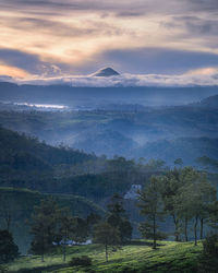 Scenic view of landscape against sky during sunset