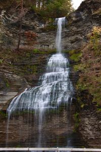 Scenic view of waterfall in forest