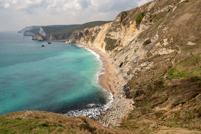 High angle view of beach against sky