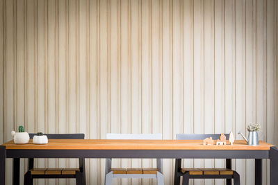 Empty chairs and table at home