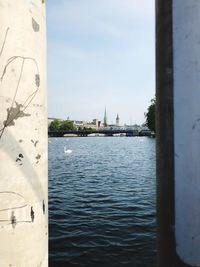 View of river with city in background