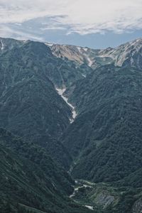 High angle view of mountains against sky