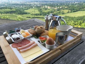 View of breakfast on table