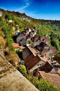 High angle view of townscape against sky