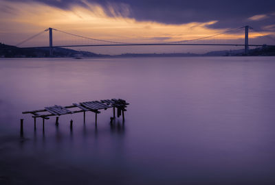 Scenic view of bridge over river against sky