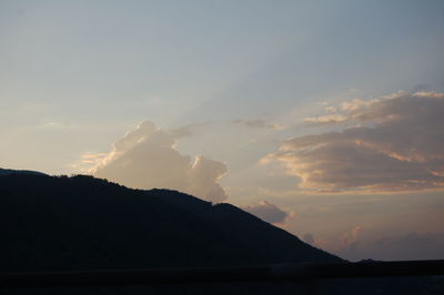 Scenic view of mountains against sky during sunset