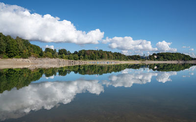 Panoramic image of lake henne, sauerland, germany