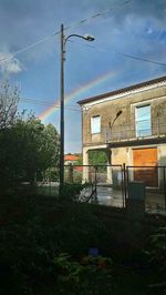 Abandoned building by street against sky