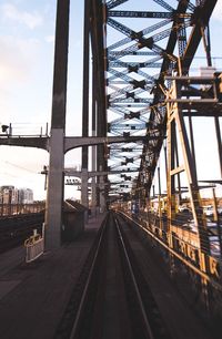 Railroad track passing through city