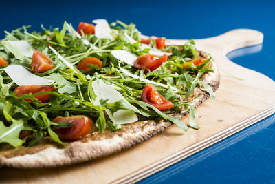Close-up of chopped vegetables on cutting board