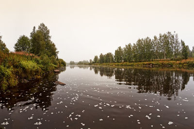 Scenic view of lake against clear sky