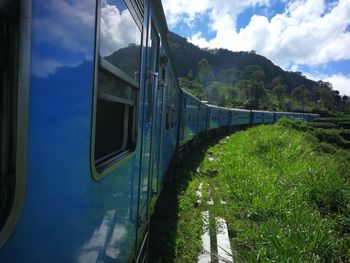 Panoramic view of train against sky