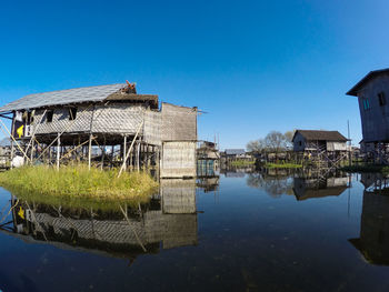 Abandoned house against clear sky