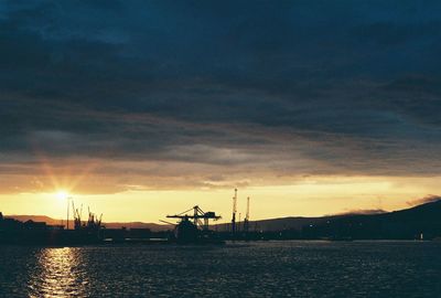 Scenic view of sea at sunset