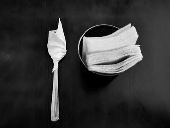 High angle view of ice cream on table