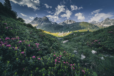 Scenic view of mountains against sky