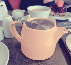 Close-up of tea cup on table