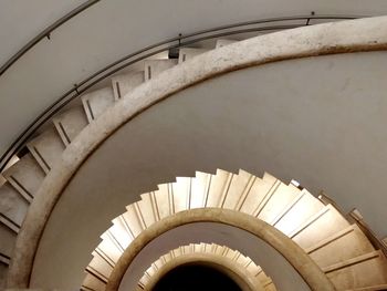 High angle view of spiral staircase in building