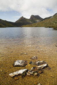 Scenic view of lake against sky