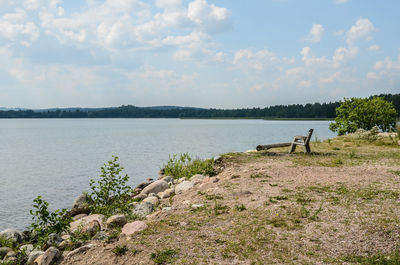 Scenic view of lake against sky