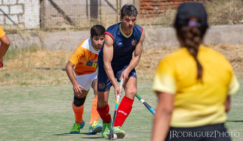 Group of people playing soccer