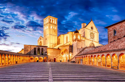 View of historical building against sky at dusk