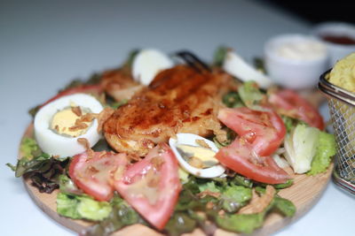 Close-up of meal served in plate
