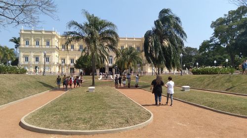 Rear view of people in park