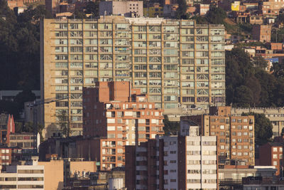 High angle view of buildings in city