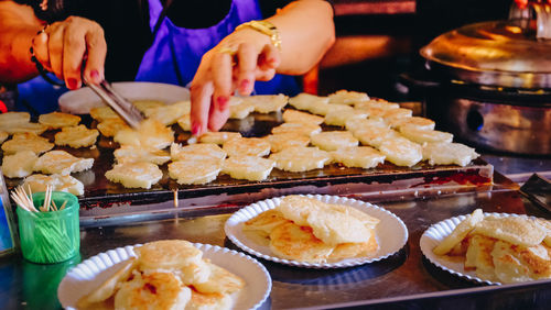 High angle view of food on table