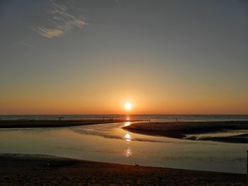 Scenic view of sea at sunset