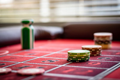 Close-up of objects on table