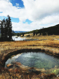 Scenic view of lake against sky