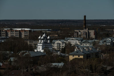 High angle view of townscape against sky