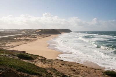 Santa rita beautiful big and empty beach in portugal