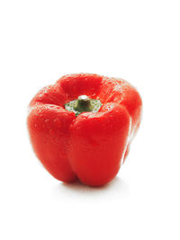 Close-up of strawberries on white background