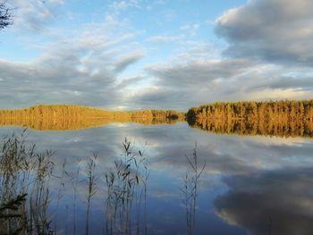 Scenic view of lake against sky